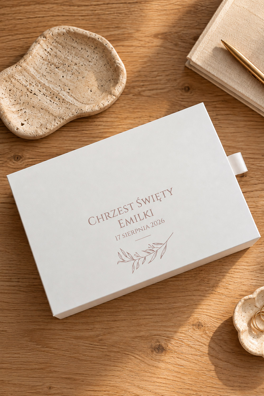 Personalizowane pudełko na zdjęcia z Chrztu Świętego - White
