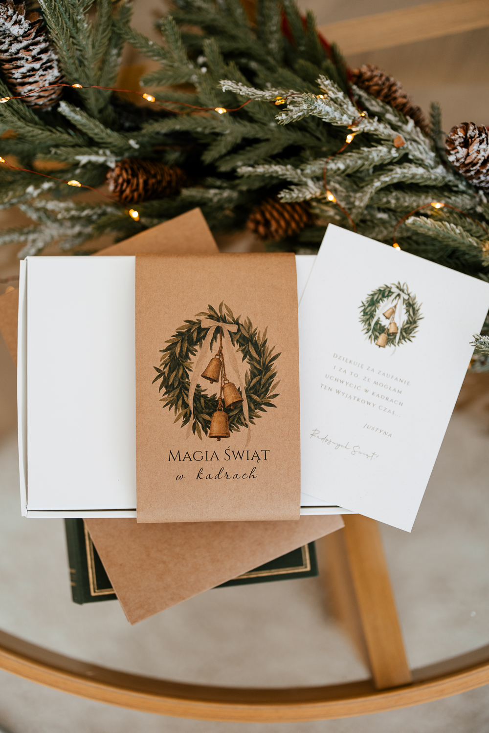 Pudełko na odbitki z sesji świątecznych 15x23 - white Christmas boho